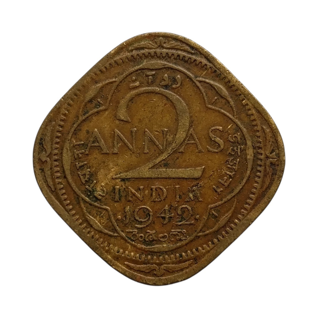 1942 2 Annas coin - George 6th king
