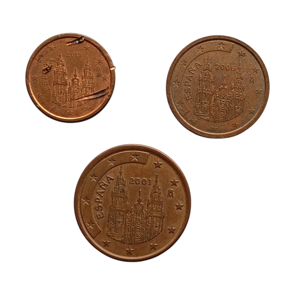 Spain set of 3 coins (1 cent, 2 cents & 5 cents)