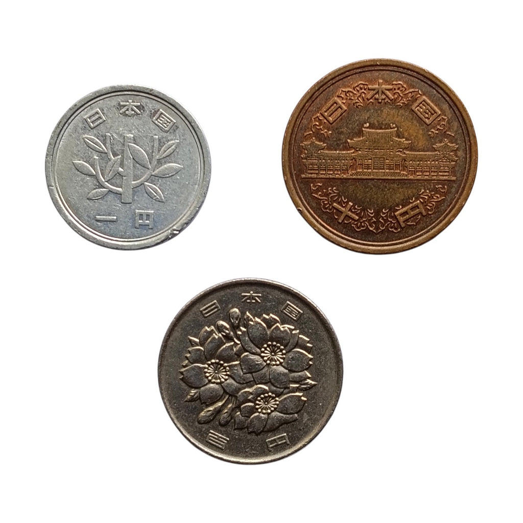 Japan set of 3 coins (1 yen, 10 yen & 100 yen)