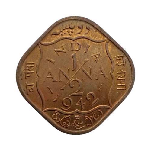 1942 1/2 Anna UNC Coin - George 6th King