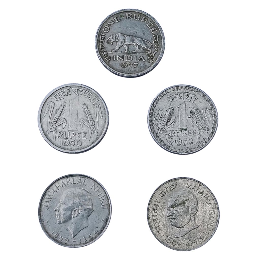 1947 to 1969 1 Rupee (Nickel) Coins Set