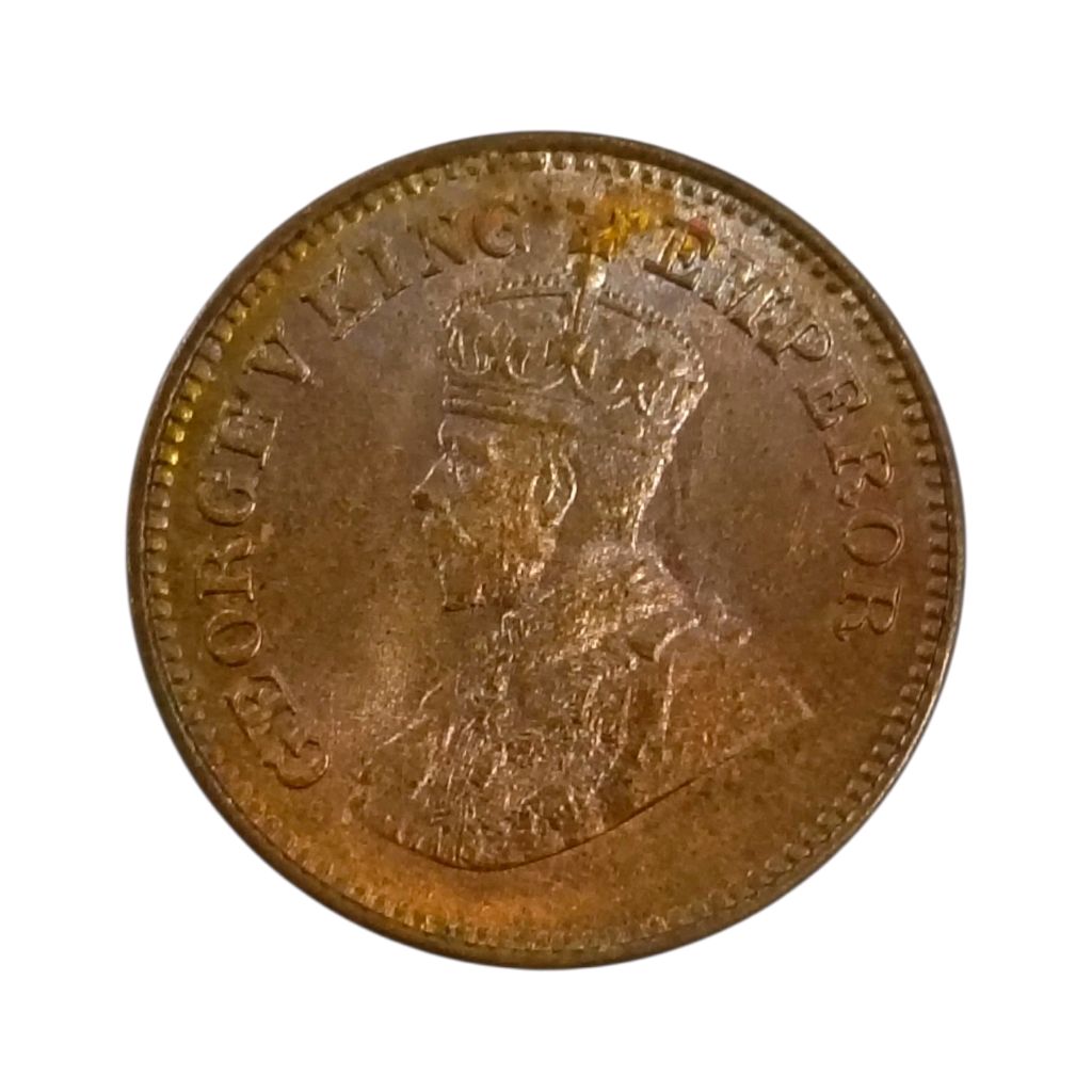 GEM UNC - 1936 1/2 Pice Coin - BN(brown) George 5th King