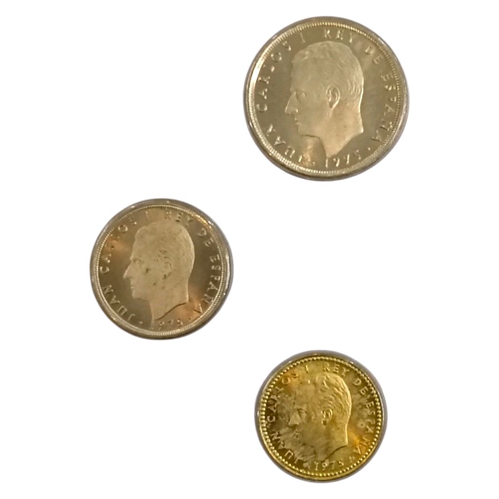 Spain Proof Set - 1977 - 3 Coins Set With Details & Pouch