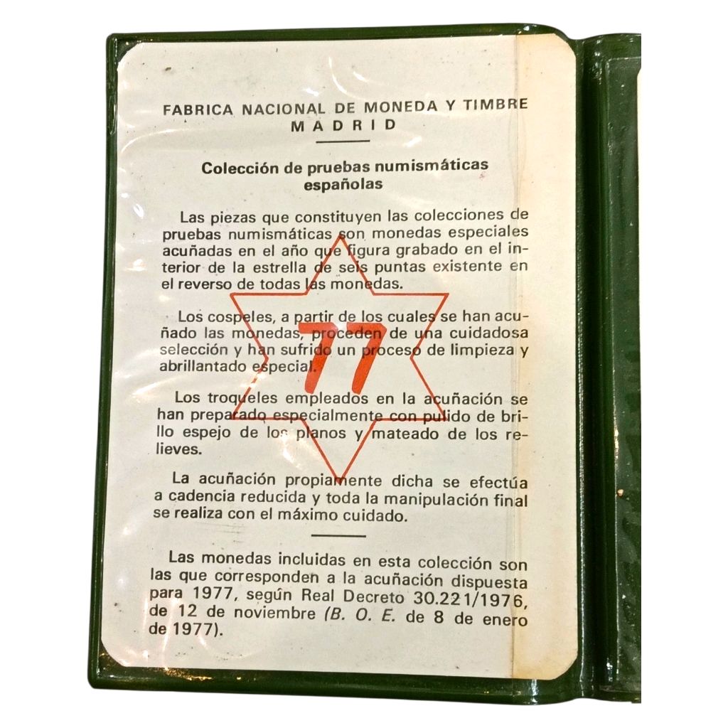 Spain Proof Set - 1977 - 3 Coins Set With Details & Pouch