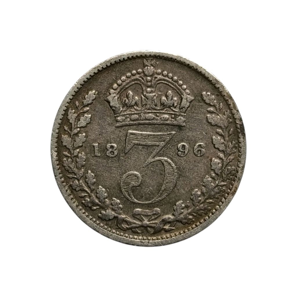 1896 UK 3 Pence Silver Coin - Victoria Queen