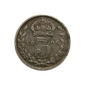 1896 UK 3 Pence Silver Coin - Victoria Queen
