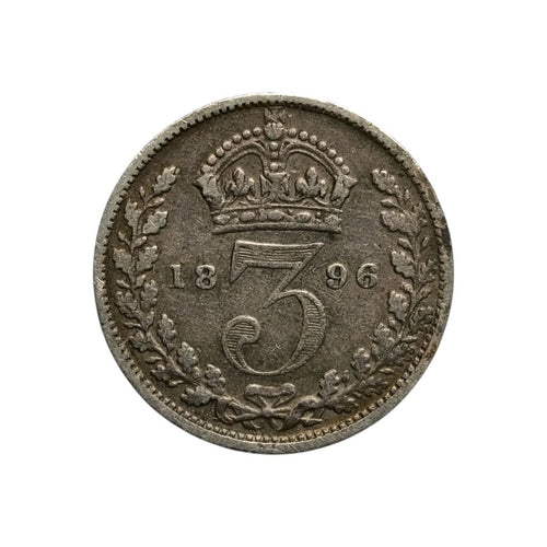 1896 UK 3 Pence Silver Coin - Victoria Queen