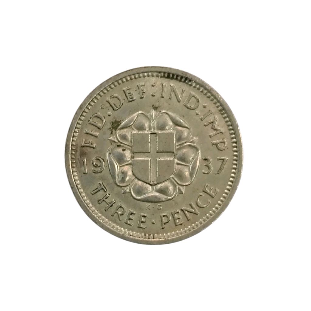 1937 UK 3 Pence Silver Coin - George 6th King