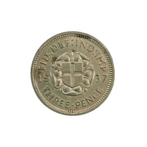 1937 UK 3 Pence Silver Coin - George 6th King