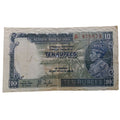 1937 British Indian 10 Rupees Note - George 6th King